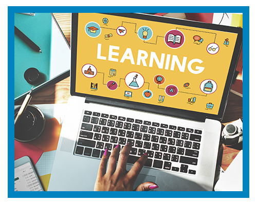 laptop with learning text